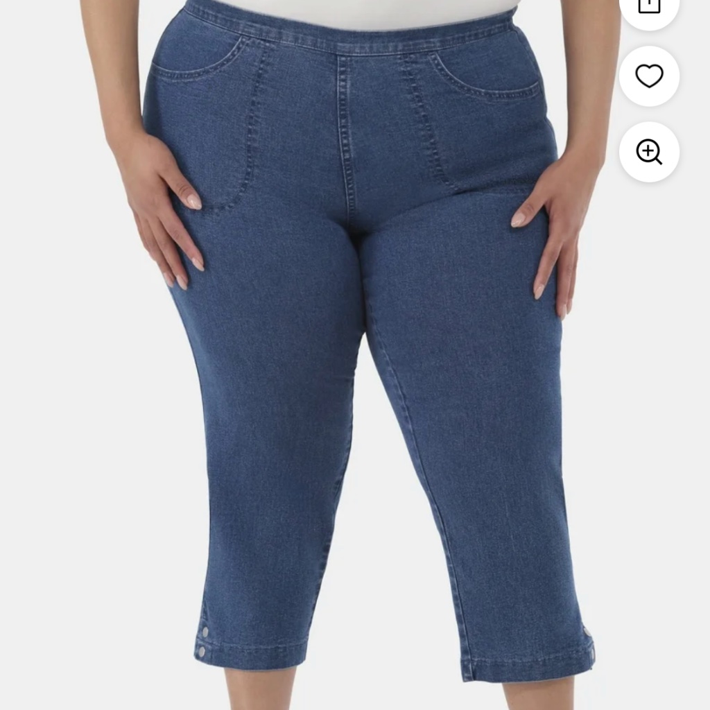 Just My Size Women’s Medium Stonewash Snap Hem Cropped Hem Pants Size 1x Nwt — image 3 of 8